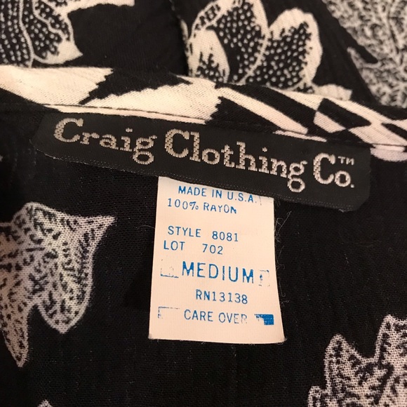 Vintage 80s Cropped Button Up Blouse Womens Size Medium Black White USA Made - Picture 4 of 14